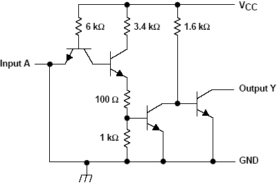 Circuit structure of single gate inside 7407 IC