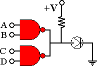 Two Open-Collector Nand Gates configured as 4 input NAND gate