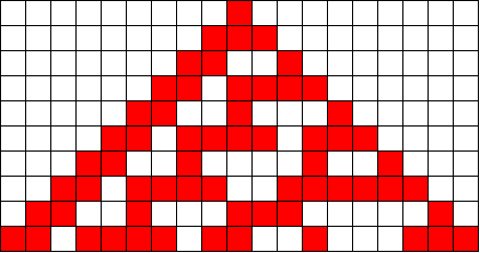 First 10 lines of the Rule 30 cellular automaton